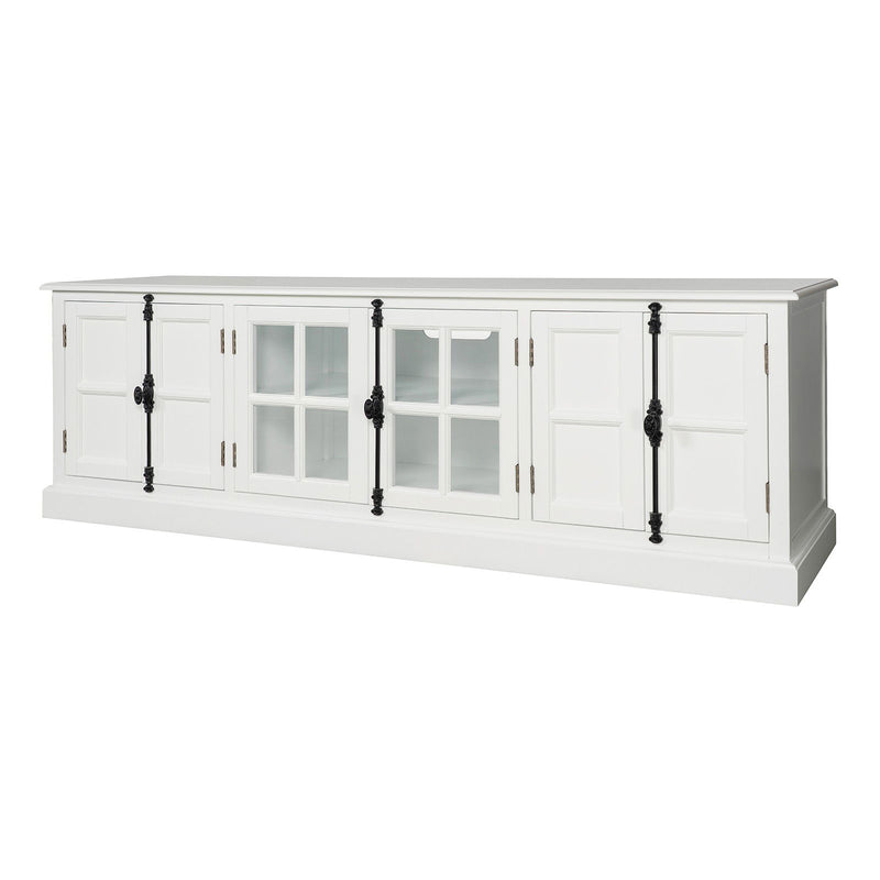 French Provincial Rustic Charm Glass-Door TV Entertainment Unit