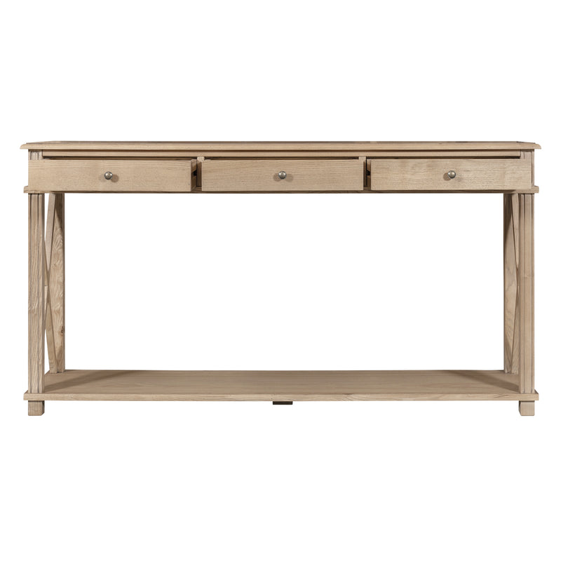 Hamptons Halifax Side Cross 3 Drawer Console Hall Table