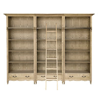 French Provincial Provence Extendable Library Bookcase Natural Ash with Ladder