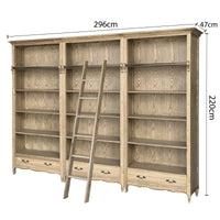 French Provincial Provence Extendable Library Bookcase Natural Ash with Ladder
