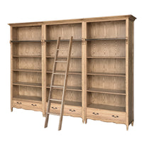 French Provincial Provence Extendable Library Bookcase Natural Ash with Ladder