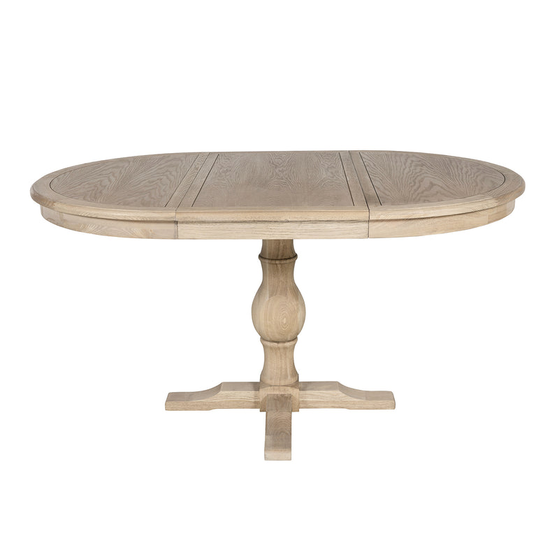 Hamptons Extendable/French Provincial Pedestal Round 100-150cm Extendable Dining Table NATURAL ASH