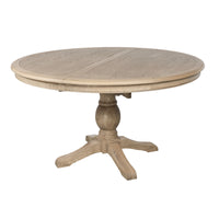 French Provincial Farmhouse 140-180cm Pedestal Extendable Round Dining Table Elm wood