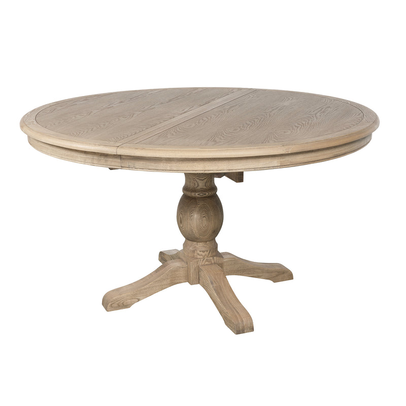 French Provincial Farmhouse 140-180cm Pedestal Extendable Round Dining Table Elm wood