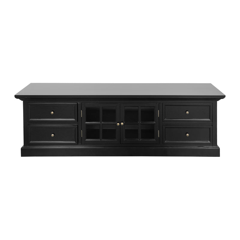 Hamptons Halifax TV Entertainment Unit with 4 Drawers Glass Doors Storage 180cm
