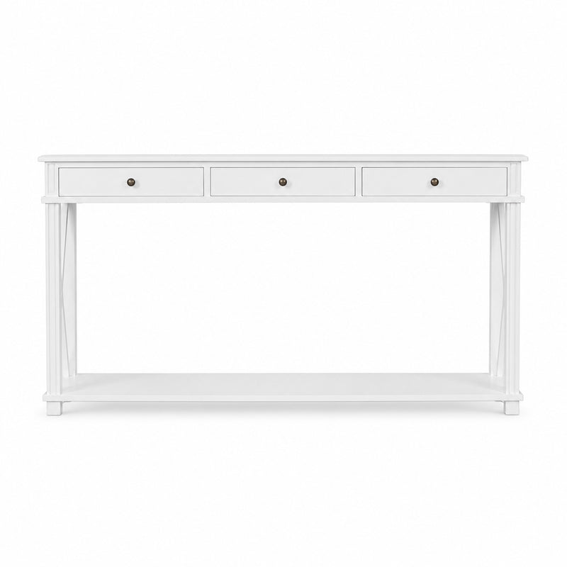 Hamptons Halifax Side Cross 3 Drawer Console Hall Table