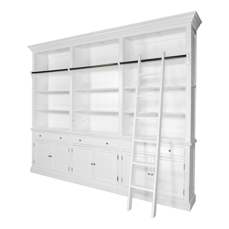 Hamptons Halifax 3 Bay Buffet and Hutch Bookcase with Ladder