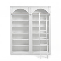 Hamptons Heritage Open Library Arched Extendable Bookshelf/Bookcase with Ladder 100cm - 300cm Wide