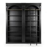 Hamptons Heritage Open Library Arched Extendable Bookshelf/Bookcase with Ladder 100cm - 300cm Wide