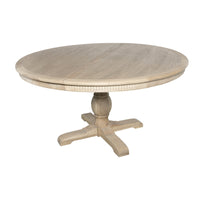 New England Hamptons Round Dining Table with Dentil Molding in Natural Ash Pedestal Base 150cm-190cm