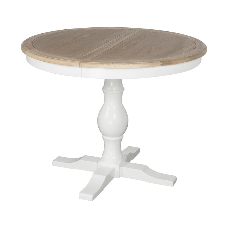 Hamptons Extendable/French Provincial Pedestal Round 100-150cm Extendable Dining Table NATURAL ASH