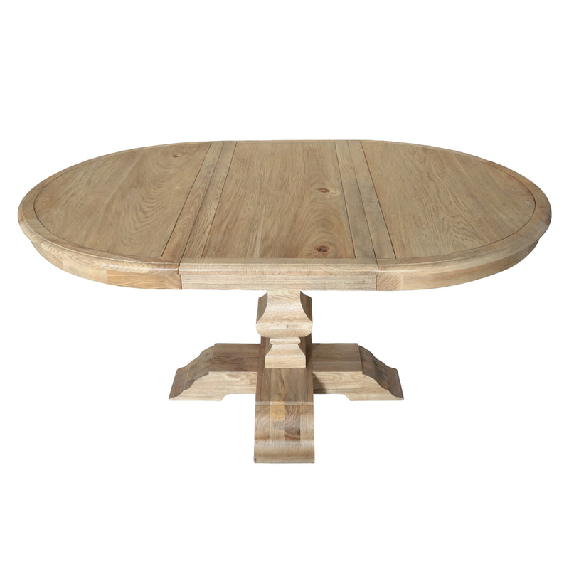 French Provincial Farmhouse Extendable Round Pedestal Dining Table