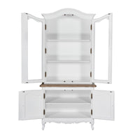French Provincial Louis Vintage Glass Display Buffet and Hutch Cupboard Cabinet