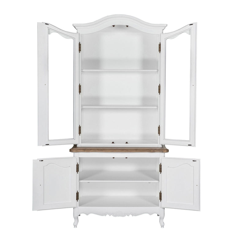 French Provincial Louis Vintage Glass Display Buffet and Hutch Cupboard Cabinet