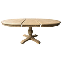 Hamptons Round Dining Table with Dentil Molding in Natural Ash Pedestal Base150cm-190cm