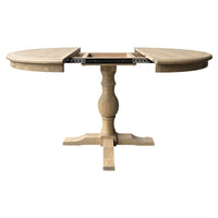 French Provincial Pedestal Round 100-150cm Extendable Dining Table NATURAL ASH 4–6 Seater