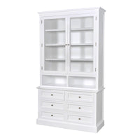 Hamptons Halifax 2 Glass Door 6 Drawer Kitchen Cabinet