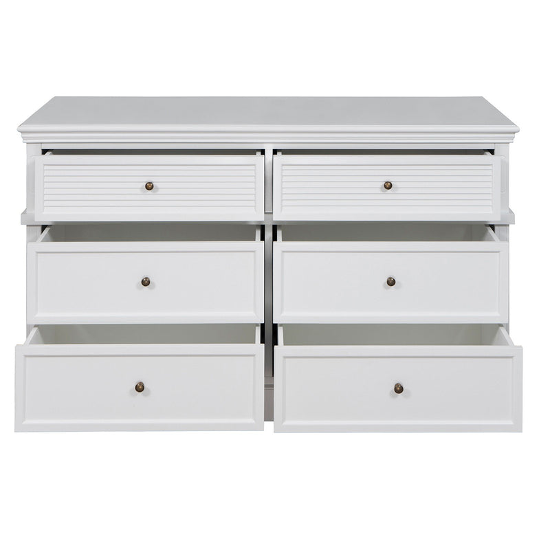 Hamptons Coastal Seaside 6 Drawer Chest Tallboy Cabinet