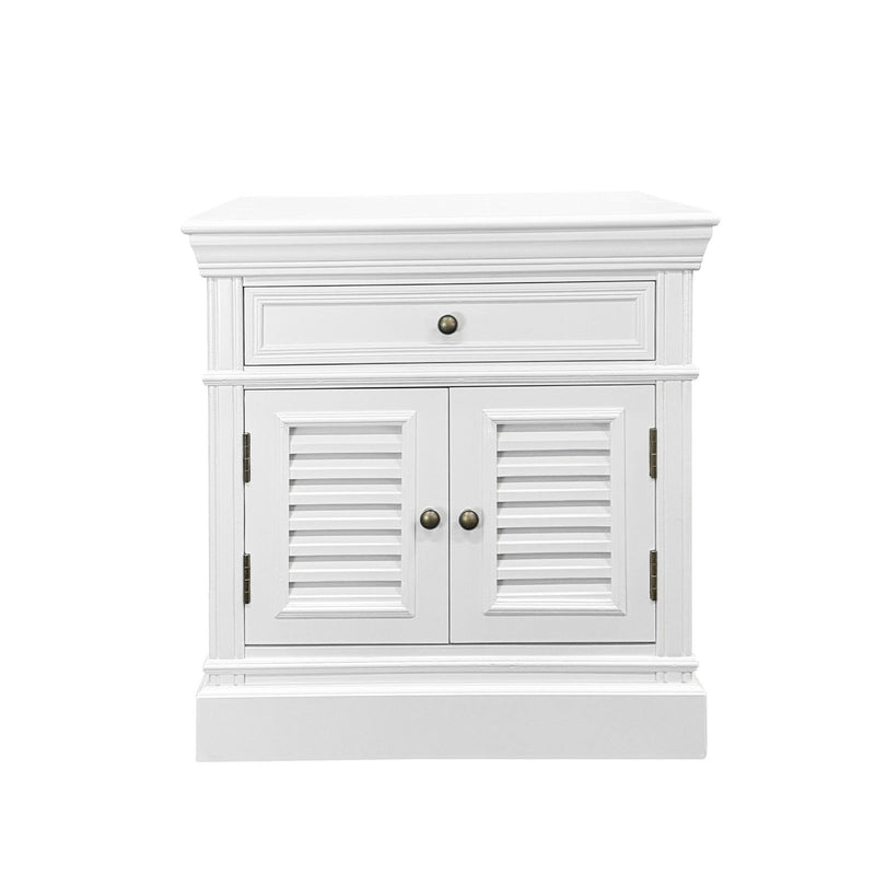(Factory Second) Hamptons Classic 1 Drawer Bedside Table with Louvered Doors