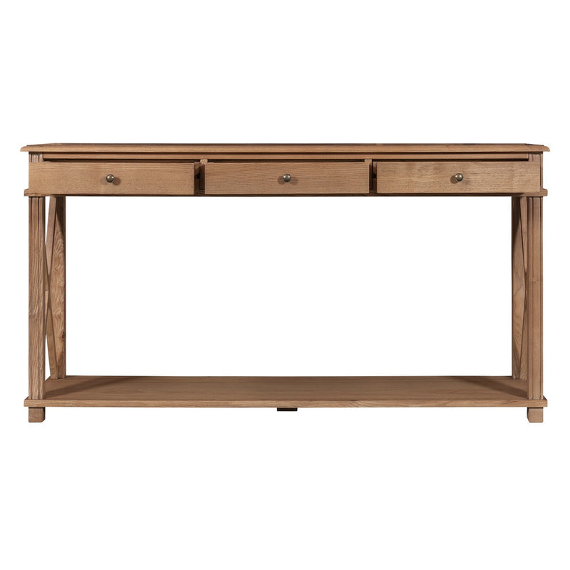 Hamptons Halifax Side Cross 3 Drawer Console Hall Table