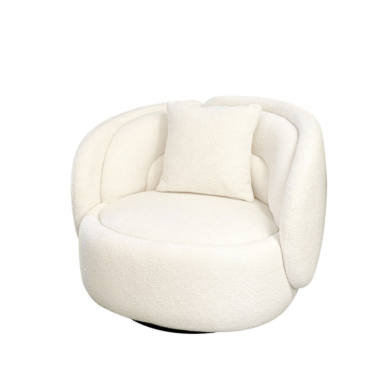 Tulip Blossom Boucle Swivel Lounge Armchair