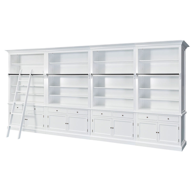 Hamptons Halifax Open Extendable Bookcase with Ladder 486-604cm