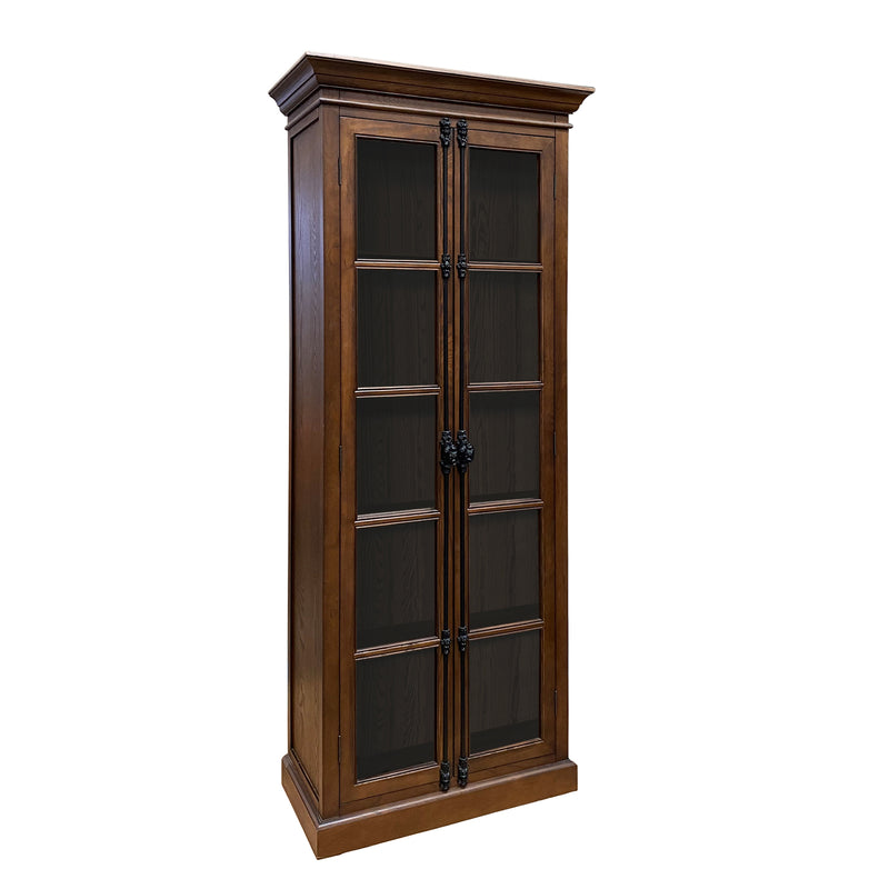 (Factory second)French Provincial Casement Double Door Glass Display Cabinet Bookcase