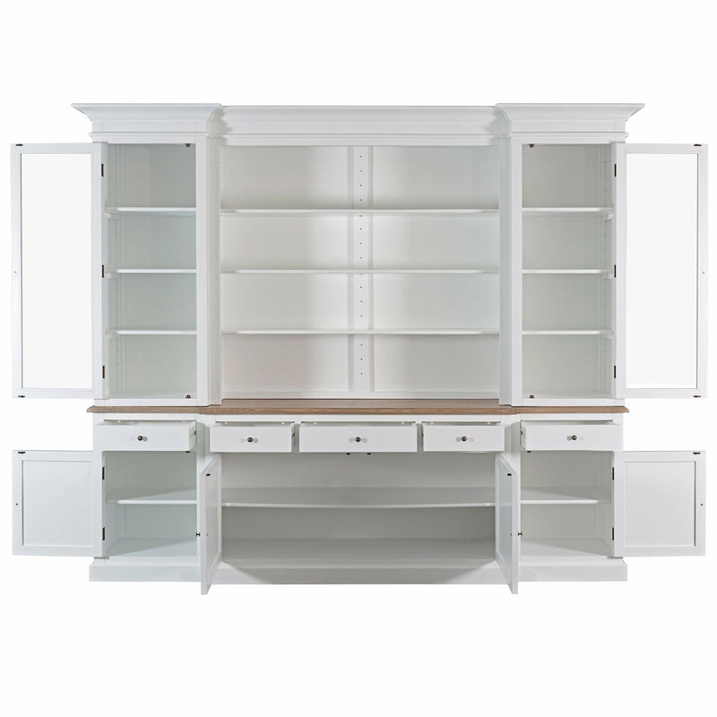 Hamptons Sorrento Buffet Sideboard Glass Hutch Open Bookcase