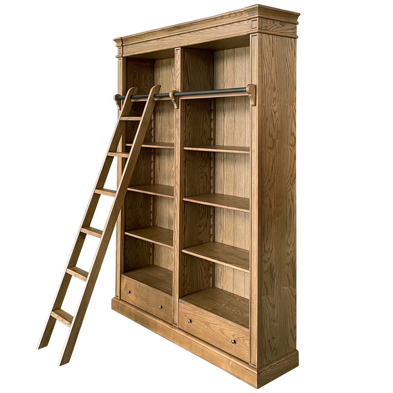 Hamptons Halifax Open Library Bookcase with Ladder 170cm