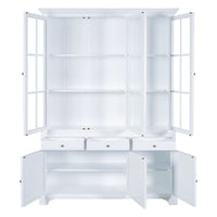 Hamptons Coastal Buffet and Hutch Glass Display Cabinet Bookcase