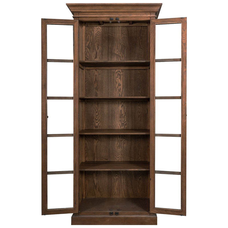 French Provincial Casement Double Door Glass Display Cabinet Bookcase