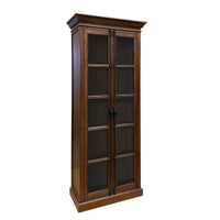 French Provincial Casement Double Door Glass Display Cabinet Bookcase