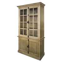 French Provincial Casement Double Glass Door Display Buffet and Hutch Cabinet Bookcase