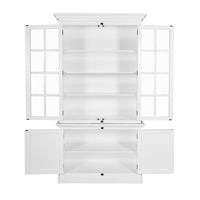 French Provincial Casement Double Glass Door Display Buffet and Hutch Cabinet Bookcase