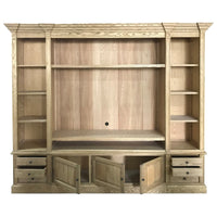 Hamptons Coastal Natural TV Entertainment Wall Unit Cabinet