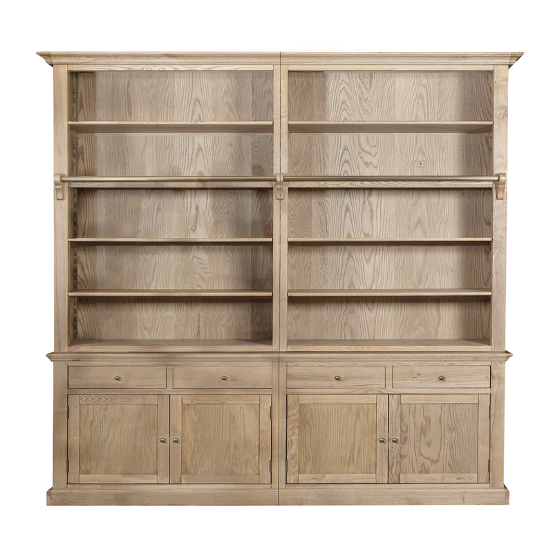 Hamptons Halifax Open Extendable Bookcase with Ladder 250-368cm