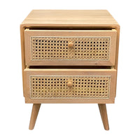 Contemporary Modern Scandinavian Nordic Rattan Bedside Table