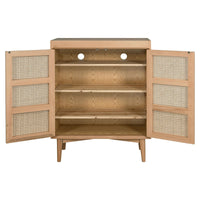 Contemporary Scandinavian Nordic Rattan Storage Cabinet