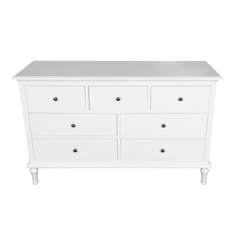 Hamptons Heritage 7 -Drawer Tallboy Dresser with Classic Turned Legs and Dentil Molding Design