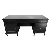 New England Hamptons Executive Desk with Dentil Moulding & Turned Legs – 6 Drawer 1 cupboard Pedestal Study Desk