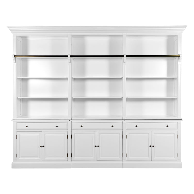Hamptons Halifax 3 Bay Buffet and Hutch Bookcase with Ladder