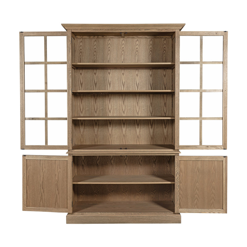 Hamptons Coastal Hutch Glass Display Cabinet Bookcase and Buffet Cupboard