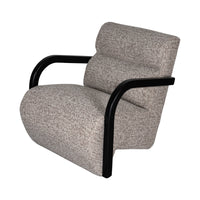 The Mosaic Bouclé Lounge Armchair with Black / Natural Frame in French Mist Grey / Toasted Oatmeal / Butter Cream