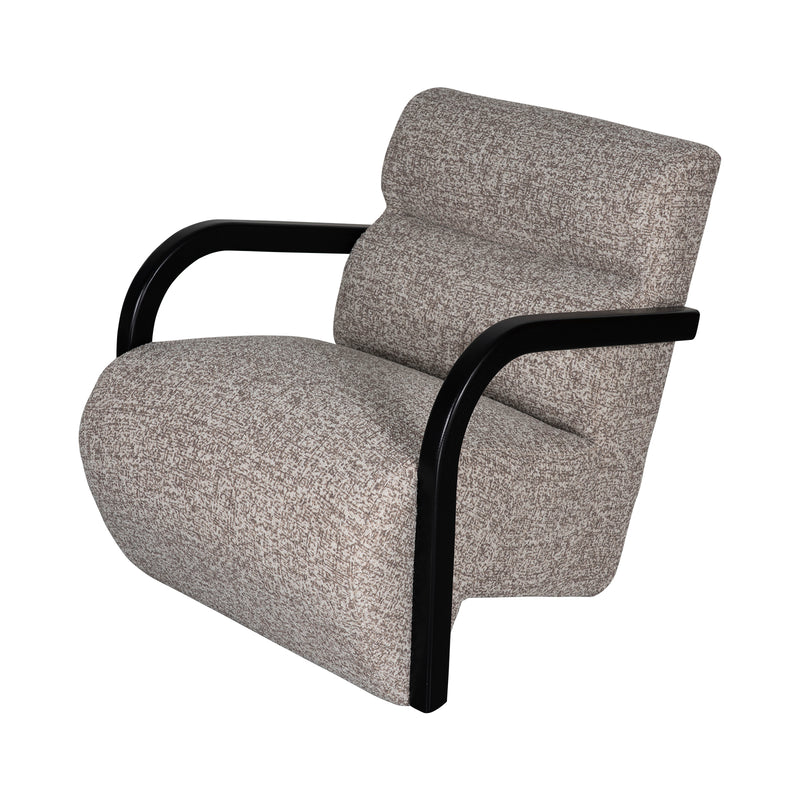 The Mosaic Bouclé Lounge Armchair with Black / Natural Frame in French Mist Grey / Toasted Oatmeal / Butter Cream