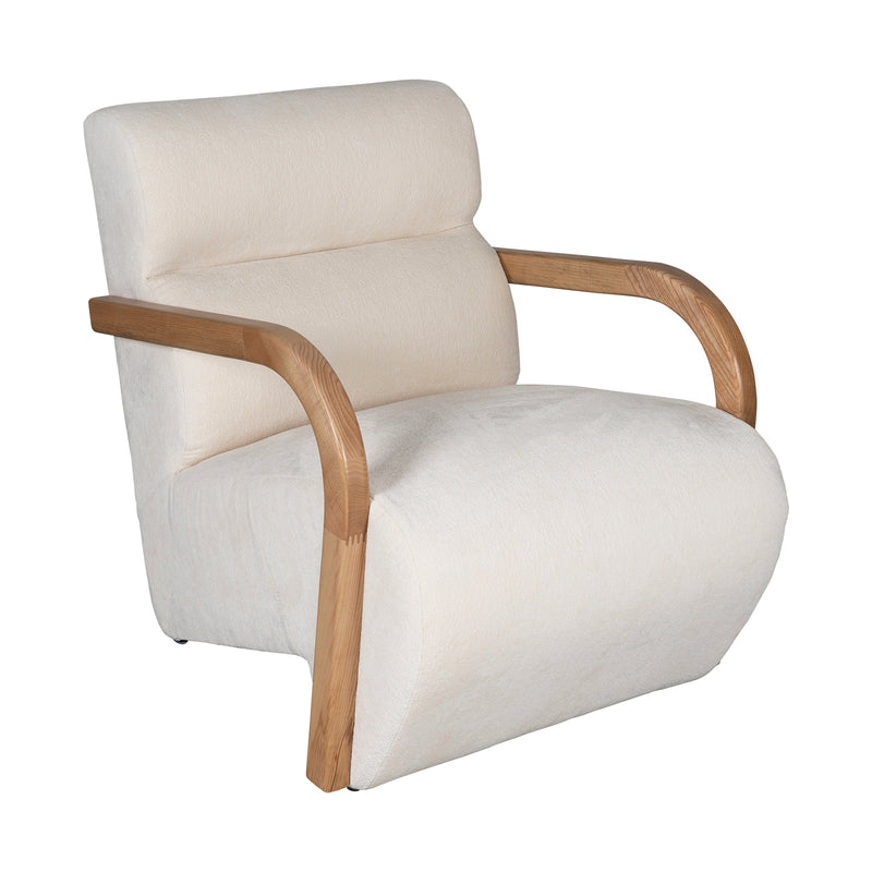 The Mosaic Bouclé Lounge Armchair with Black / Natural Frame in French Mist Grey / Toasted Oatmeal / Butter Cream