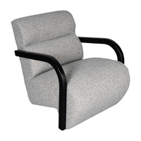 The Mosaic Bouclé Lounge Armchair with Black / Natural Frame in French Mist Grey / Toasted Oatmeal / Butter Cream