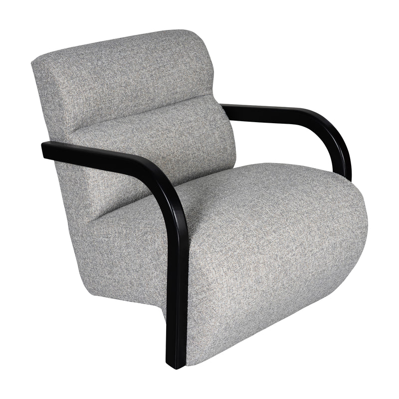The Mosaic Bouclé Lounge Armchair with Black / Natural Frame in French Mist Grey / Toasted Oatmeal / Butter Cream