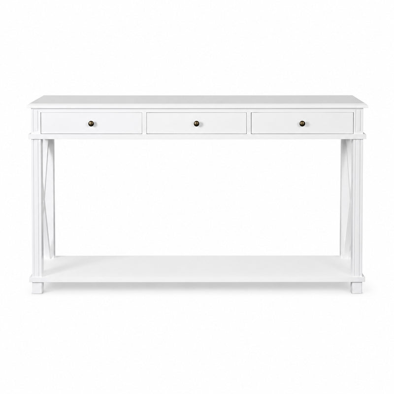 Hamptons Halifax Side Cross 3 Drawer Console Hall Table