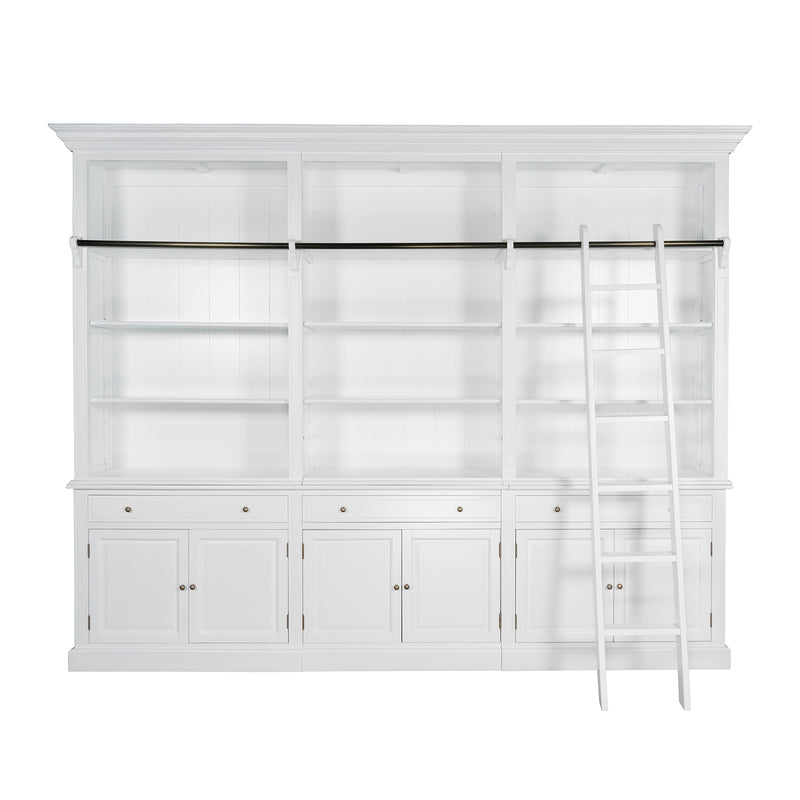 Hamptons Halifax 3 Bay Buffet and Hutch Bookcase with Ladder