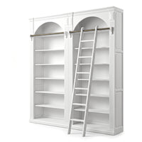 Hamptons Heritage Open Library Arched Extendable Bookshelf/Bookcase with Ladder 100cm - 300cm Wide
